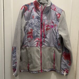 The North Face Gray and Red Fleece Jacket